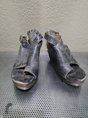 Bed Stu Joann Wood Wedge Shoes Distressed Leather Women's Size 7